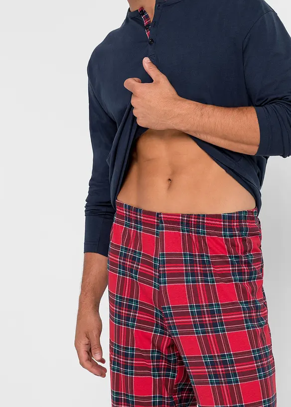 Pyjamas av 100% bomull med knappestolpe og lange ermer, bonprix