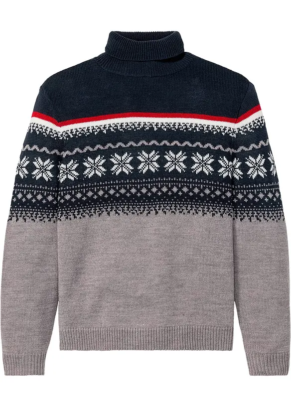 Genser med høy hals og koftemønster, bonprix