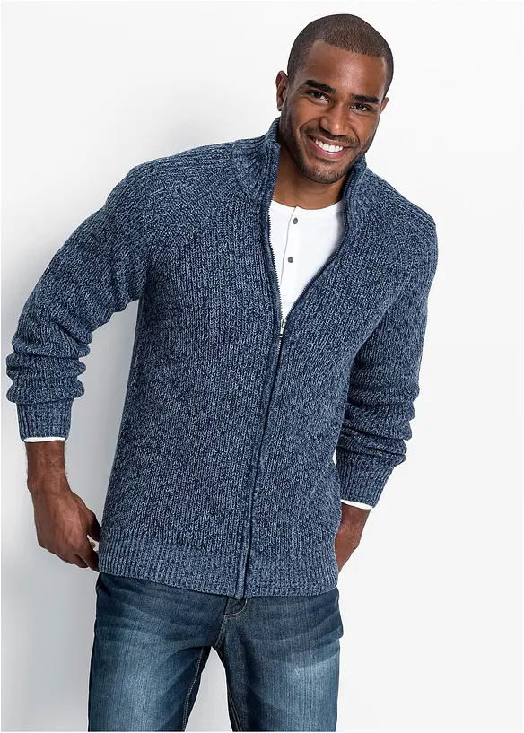 Cardigan i grov ribbestrikk med bomull, bonprix