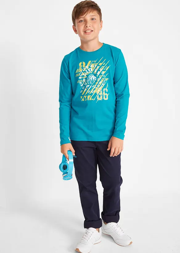 Langermet topp i ren økologisk bomull (2-pack), bonprix