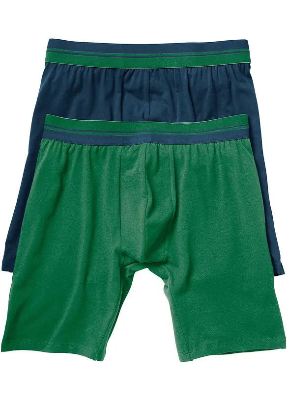 Boksershorts med bomull i ettersittende modell med lange ben (2-pack), bonprix