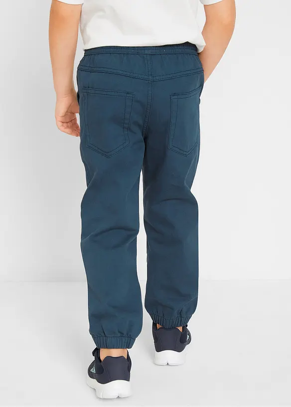 Regular Fit slip on-bukse i 100% bomull (3-pack), behagelig linning, bonprix
