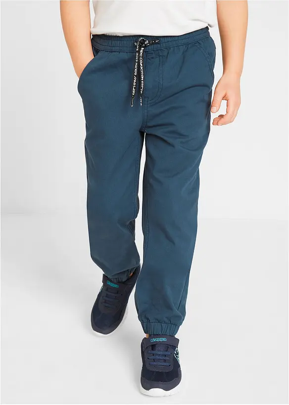 Regular Fit slip on-bukse i 100% bomull (3-pack), behagelig linning, bonprix