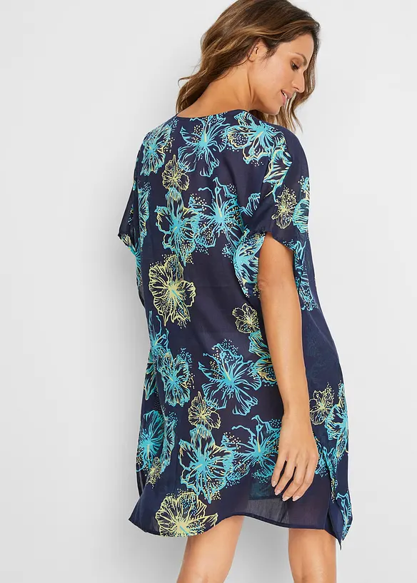 Transparent strandtunika med V-hals, bonprix