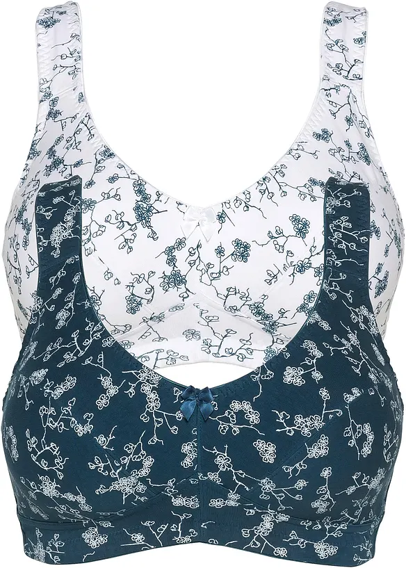 BH uten bøyle med økologisk bomull (2-pack), bonprix