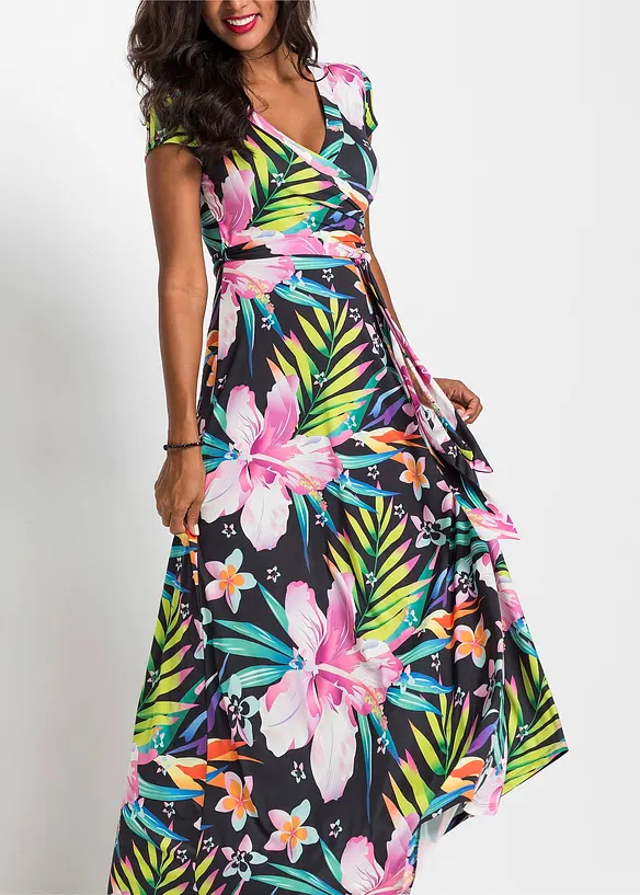 Maxikjole med omslag-look, bonprix
