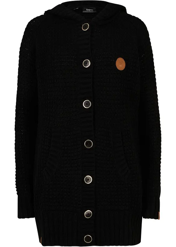 Lang cardigan med hette, bonprix