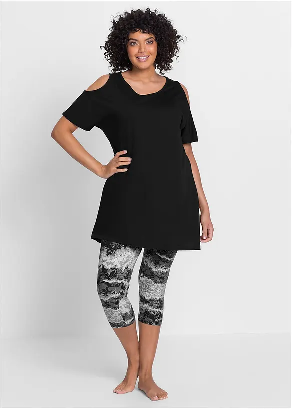 Capri pyjamas med korte ermer, bonprix