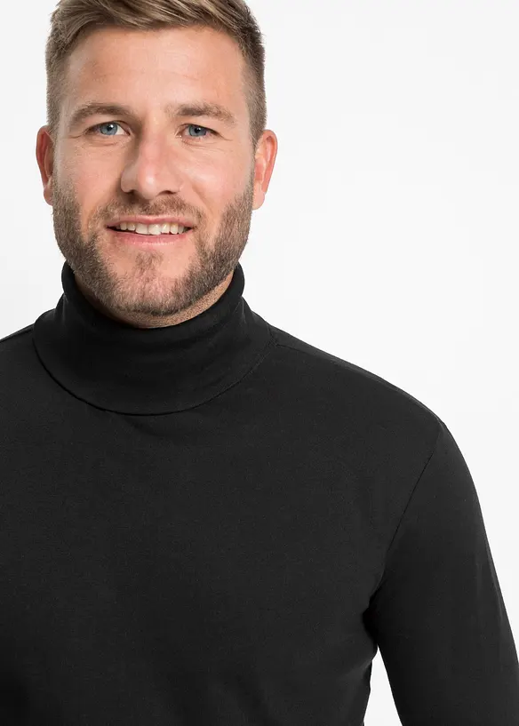 Langermet shirt med rullekrage i ren økologisk bomull, bonprix