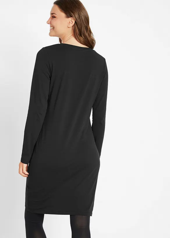 Figurnær jerseykjole i bomull med stretch (2-pack), bonprix