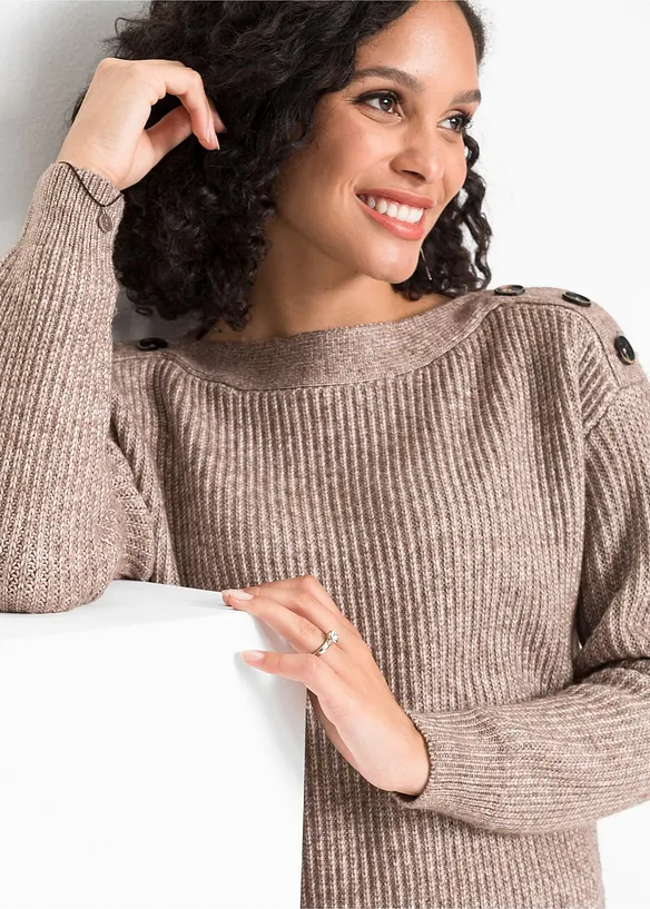 Oversized genser med knapper, bonprix