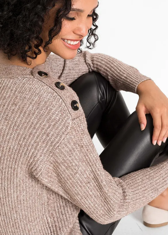 Oversized genser med knapper, bonprix