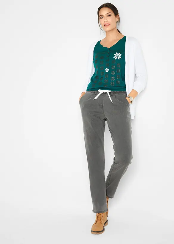 Finstrikket cardigan med knappestolpe, bonprix