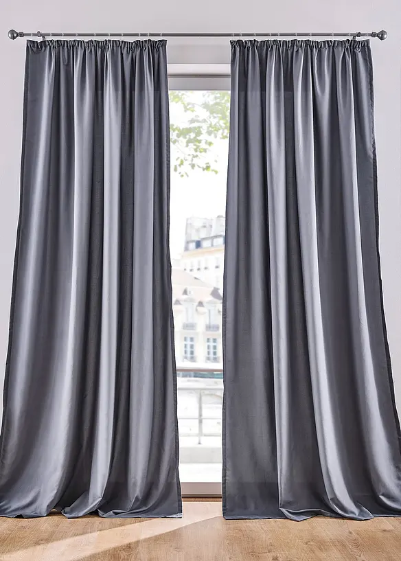 Lettstelte gardiner av mikrofiber (2 pack), bonprix