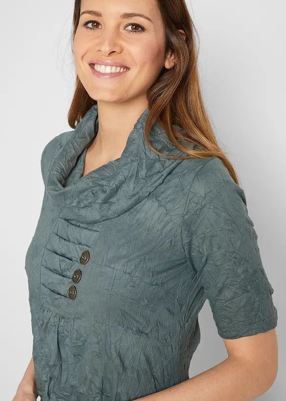 Krinklet trikot-tunika, halv arm, bonprix