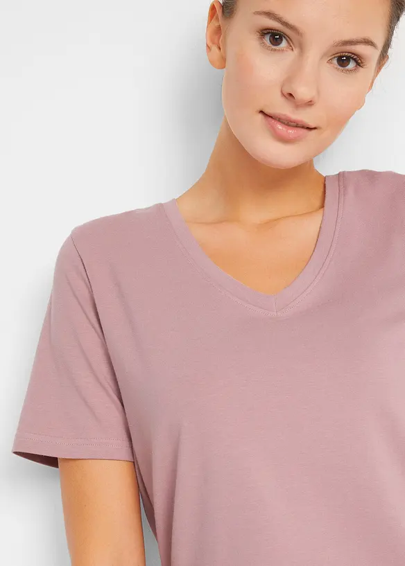 Lang topp med V-hals (2-pack), bonprix