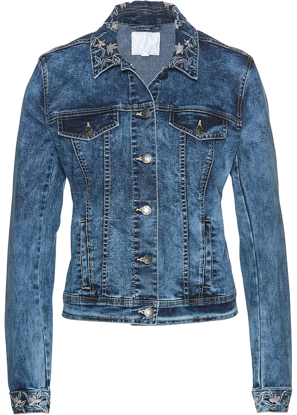 Jeansjakke med broderi, bonprix