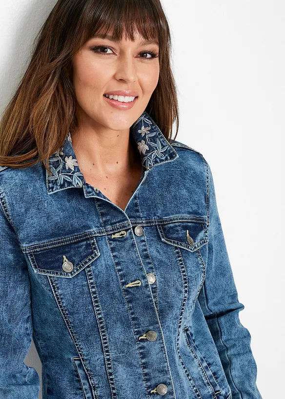 Jeansjakke med broderi, bonprix