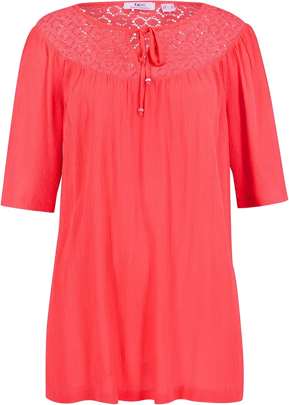 Lang tunika av crinkle, kort arm, bonprix