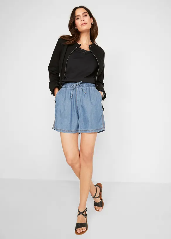 Lett denimshorts med lin, bonprix