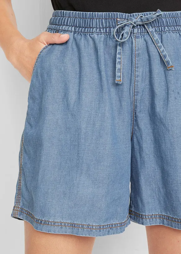 Lett denimshorts med lin, bonprix