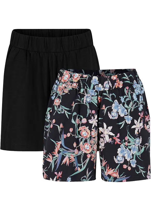 Jerseyshorts i elastisk bomullsmiks (2-pack), bonprix
