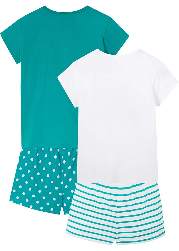 Shorty-pyjamas av 100% bomull med korte ermer (4-delt sett), bonprix