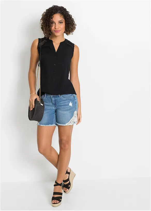 Bluse med heklede detaljer, bonprix
