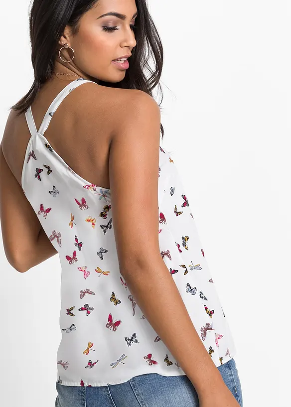 Ermeløs bluse i 100% viskose, bonprix