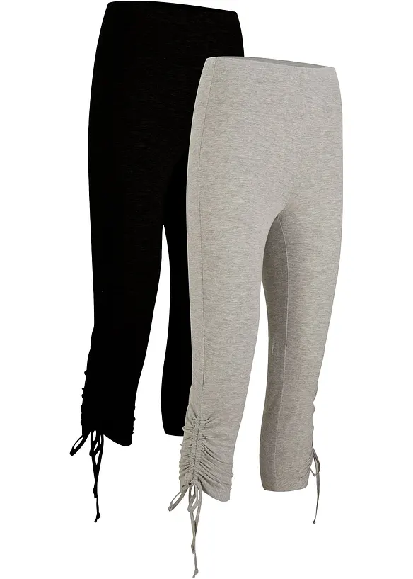 Caprileggings med rynking, 2-pack, bonprix