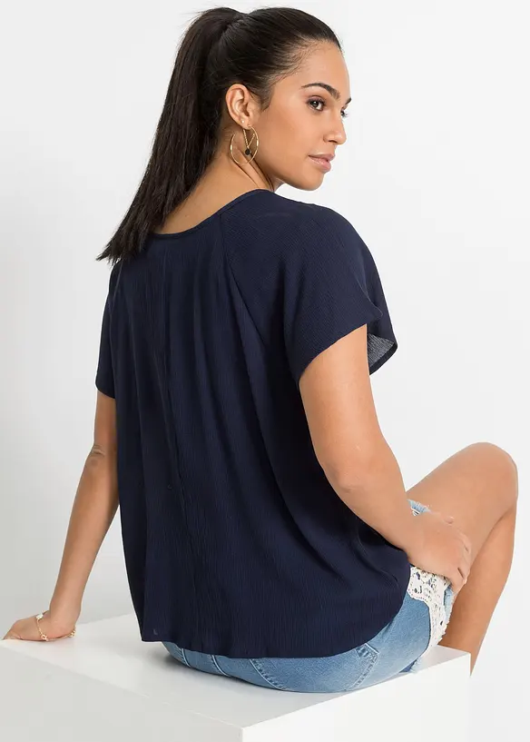 Bluse med blonder, bonprix