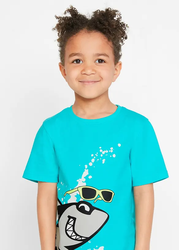 T-shirt til gutt, økologisk bomull (2-pack), bonprix