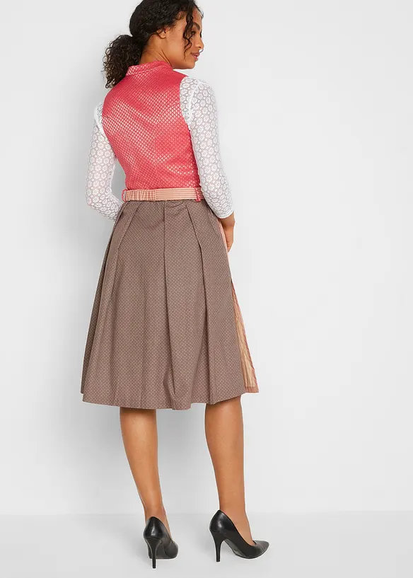 Dirndl med komfort-effekt, knelang (2-delt sett), bonprix