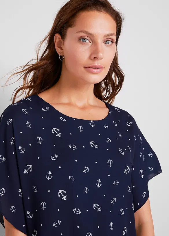 Kortermet georgette-bluse, bonprix
