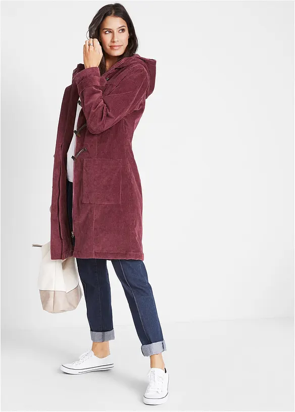 Halvlang duffelcoat med fôr, bonprix