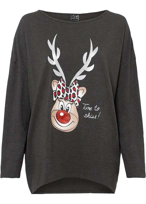 Off shoulder-topp med julemotiv, bonprix