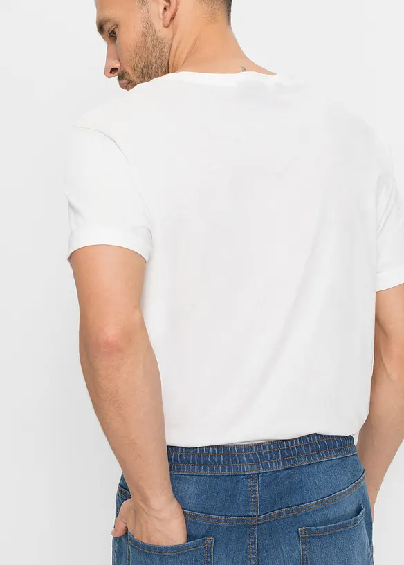 Regular Fit-pull on-jeans i lett materiale med stretch og komfortlinning, Straight, bonprix