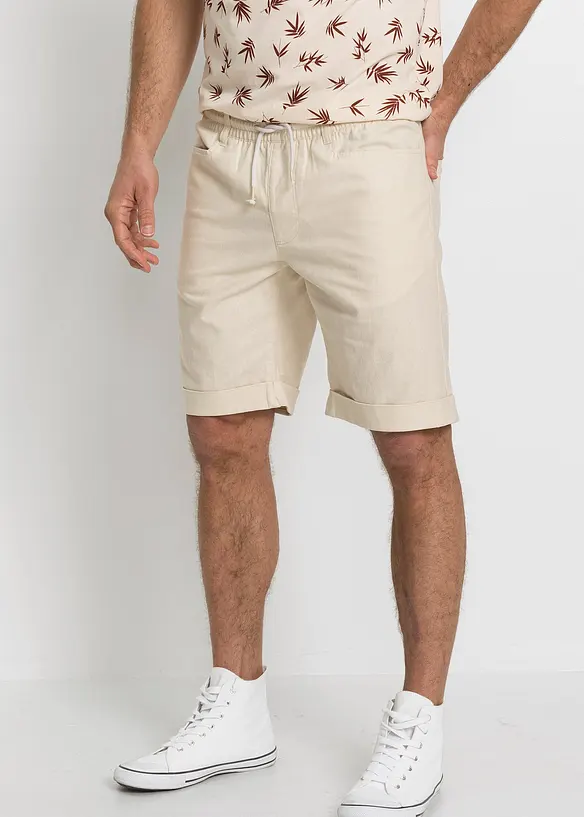 Pull on-bermudashorts i luftig linmiks, Regular Fit, bonprix