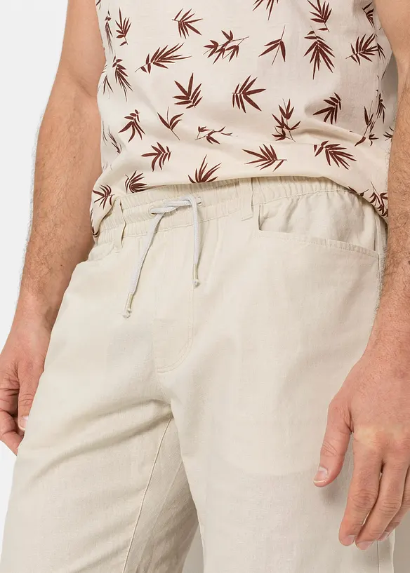 Pull on-bermudashorts i luftig linmiks, Regular Fit, bonprix