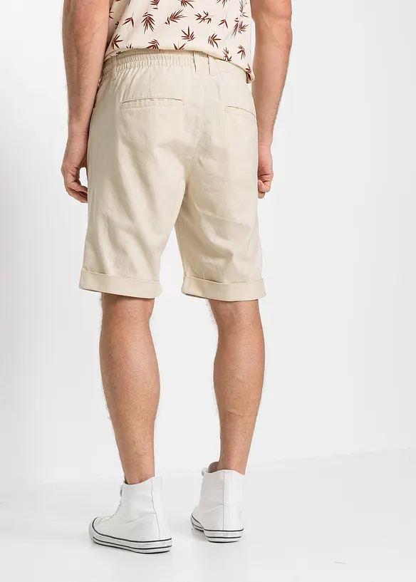 Pull on-bermudashorts i luftig linmiks, Regular Fit, bonprix