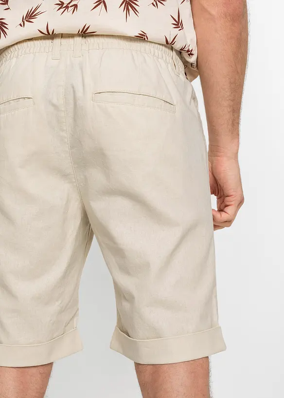 Pull on-bermudashorts i luftig linmiks, Regular Fit, bonprix