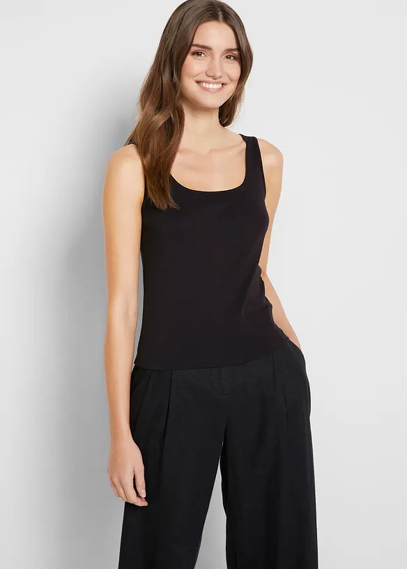 Ribbet topp av 100% bomull, bonprix