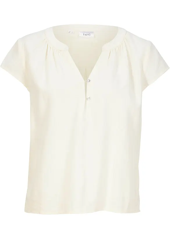 Kort bluse med lin og splitt i sidene, bonprix