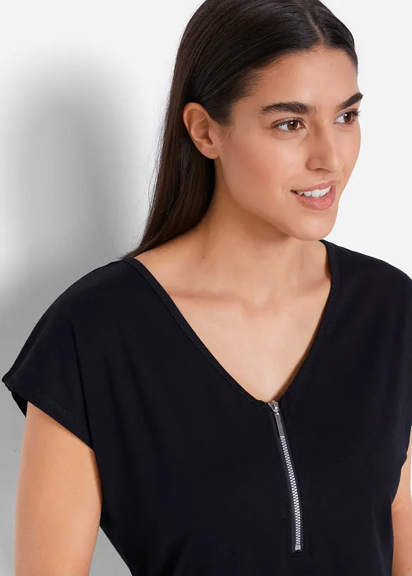 Topp med glidelås, kort arm, bonprix