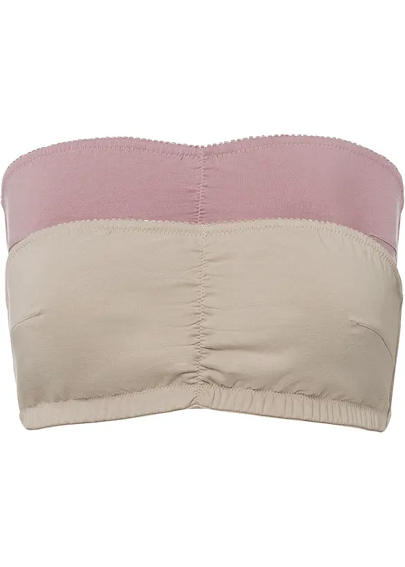 Bandeau BH (A+B cup) med økologisk bomull (2-pack), bonprix