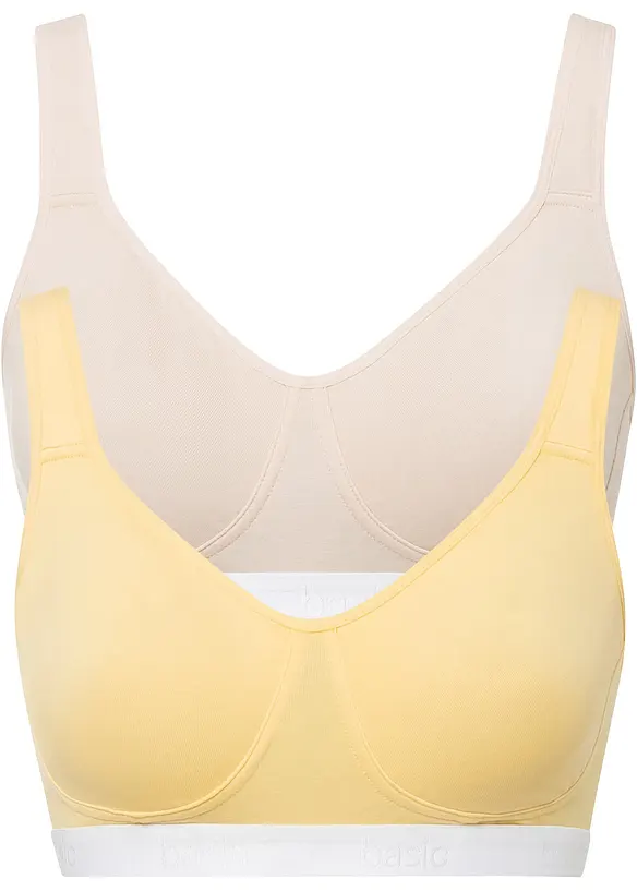 BH uten bøyle, med økologisk bomull (2-pack), bonprix