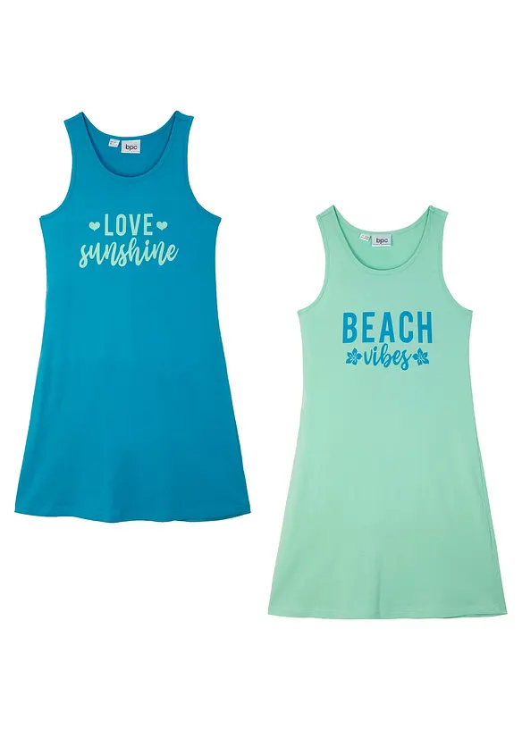 Jerseykjole i økologisk bomull (2-pack), bonprix