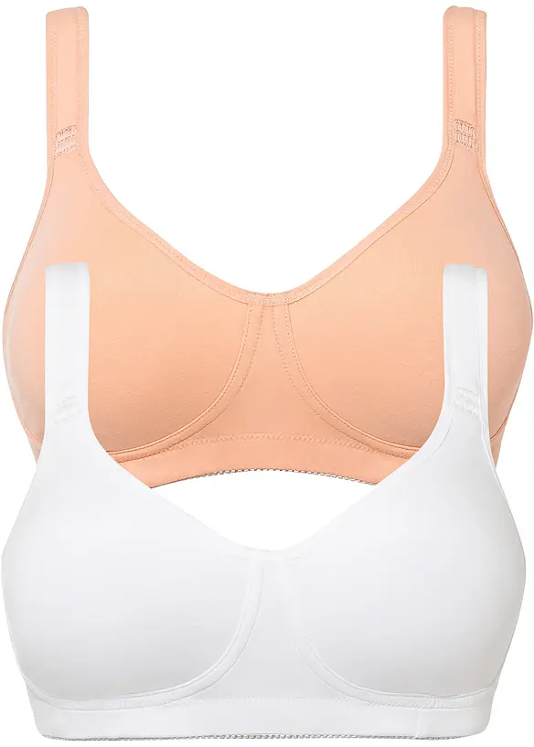 T-skjorte-BH uten bøyle med bomull (2-pack), bonprix