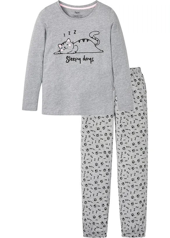 Pyjamas med økologisk bomull og sovemaske, bonprix