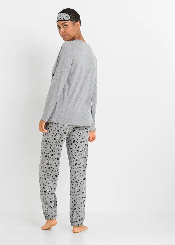 Pyjamas med økologisk bomull og sovemaske, bonprix